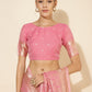 Janasya Light Pink Chanderi Silk Floral Woven Design Saree | Swadesiicart
