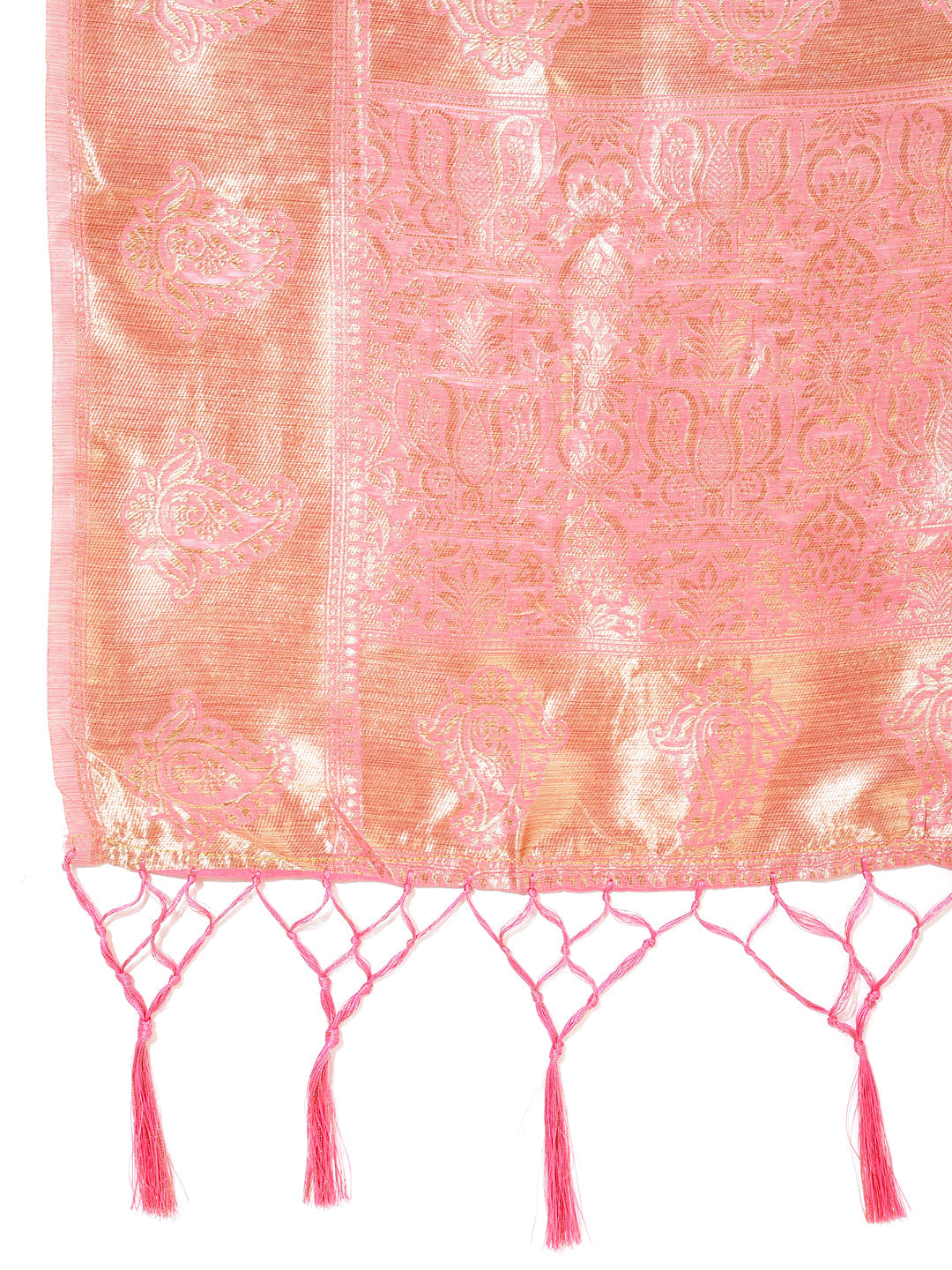 Janasya Light Pink Chanderi Silk Floral Woven Design Saree | Swadesiicart