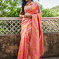 Janasya Light Pink Banarasi Silk Woven Floral Design Banarasi Saree | Swadesiicart