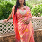 Janasya Light Pink Banarasi Silk Woven Floral Design Banarasi Saree | Swadesiicart