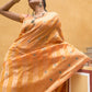 Janasya Yellow Organza Woven Leheriya Kanjeevaram Saree | Swadesiicart