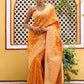 Janasya Yellow Organza Woven Dual Tone Ethnic Motif Design Kanjeevaram Saree | Swadesiicart