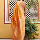 Janasya Yellow Organza Woven Dual Tone Ethnic Motif Design Kanjeevaram Saree | Swadesiicart