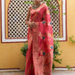 Janasya Pink Organza Woven Leheriya Kanjeevaram Saree | Swadesiicart