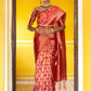 Janasya Pink Organza Woven Geometric Design Kanjeevaram Saree | Swadesiicart
