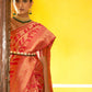 Janasya Pink Organza Woven Geometric Design Kanjeevaram Saree | Swadesiicart