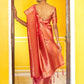 Janasya Pink Organza Woven Geometric Design Kanjeevaram Saree | Swadesiicart