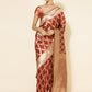 Janasya Maroon Organza Floral Saree | Swadesiicart