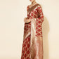 Janasya Maroon Organza Floral Saree | Swadesiicart