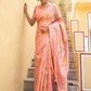 Janasya Light Pink Chanderi Silk Ethnic Motifs Woven Design Saree | Swadesiicart
