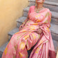 Janasya Light Pink Chanderi Silk Ethnic Motifs Woven Design Saree | Swadesiicart