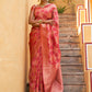 Janasya Pink Organza Woven Ethnic Motifs Kanjeevaram Saree | Swadesiicart