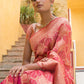 Janasya Pink Organza Woven Ethnic Motifs Kanjeevaram Saree | Swadesiicart