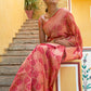 Janasya Pink Organza Woven Ethnic Motifs Kanjeevaram Saree | Swadesiicart