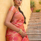 Janasya Pink Organza Woven Ethnic Motifs Kanjeevaram Saree | Swadesiicart