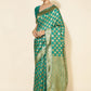 Janasya Rama Green Banarasi Silk Ethnic Motifs Woven Design Saree | Swadesiicart