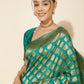 Janasya Rama Green Banarasi Silk Ethnic Motifs Woven Design Saree | Swadesiicart