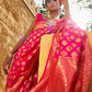 Janasya Rani Pink Banarasi Silk Ethnic Motifs Woven Design Saree | Swadesiicart