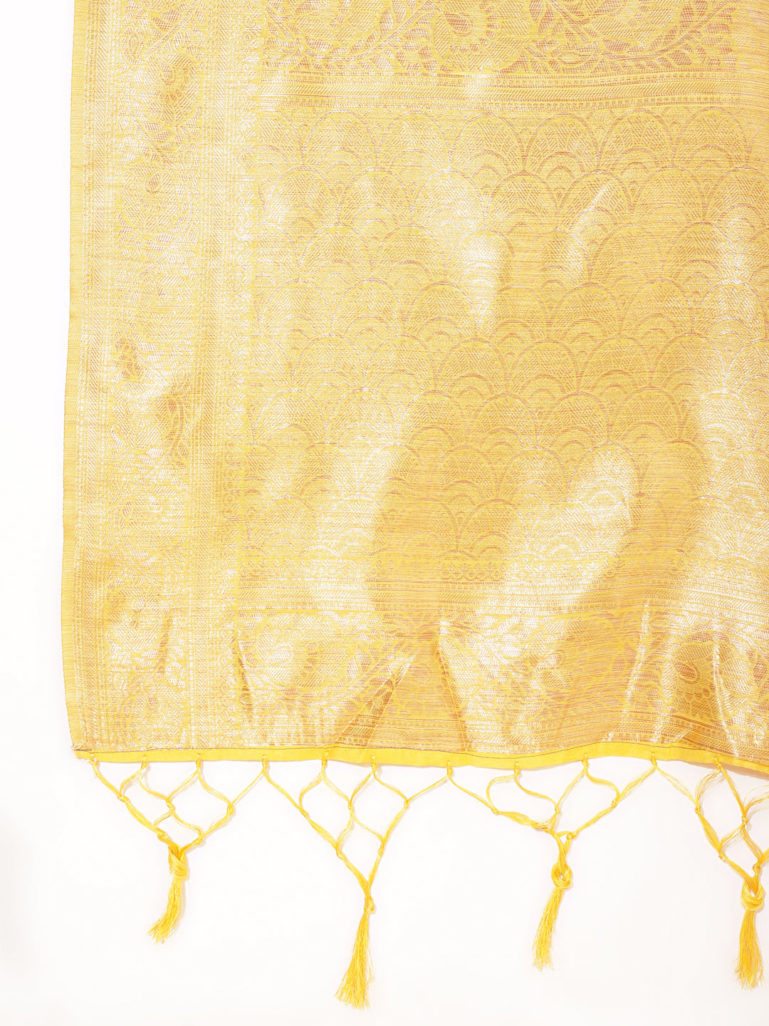 Janasya Yellow Chanderi Silk Floral Woven Design Saree | Swadesiicart