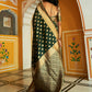 Janasya Dark Green Organza Woven Ethnic Motifs Kanjeevaram Saree | Swadesiicart
