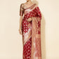 Janasya Maroon Organza Woven Ethnic Motifs Kanjeevaram Saree | Swadesiicart