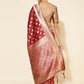 Janasya Maroon Organza Woven Ethnic Motifs Kanjeevaram Saree | Swadesiicart