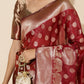 Janasya Maroon Organza Woven Ethnic Motifs Kanjeevaram Saree | Swadesiicart