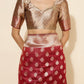Janasya Maroon Organza Woven Ethnic Motifs Kanjeevaram Saree | Swadesiicart