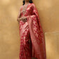 Janasya Red Organza Woven Ethnic Motifs Kanjeevaram Saree | Swadesiicart