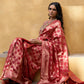 Janasya Red Organza Woven Ethnic Motifs Kanjeevaram Saree | Swadesiicart
