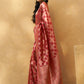 Janasya Red Organza Woven Ethnic Motifs Kanjeevaram Saree | Swadesiicart