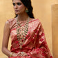 Janasya Red Organza Woven Ethnic Motifs Kanjeevaram Saree | Swadesiicart