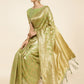 Janasya Light Green Chanderi Silk Floral Woven Design Saree | Swadesiicart