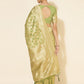 Janasya Light Green Chanderi Silk Floral Woven Design Saree | Swadesiicart
