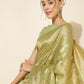 Janasya Light Green Chanderi Silk Floral Woven Design Saree | Swadesiicart