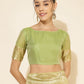 Janasya Light Green Chanderi Silk Floral Woven Design Saree | Swadesiicart