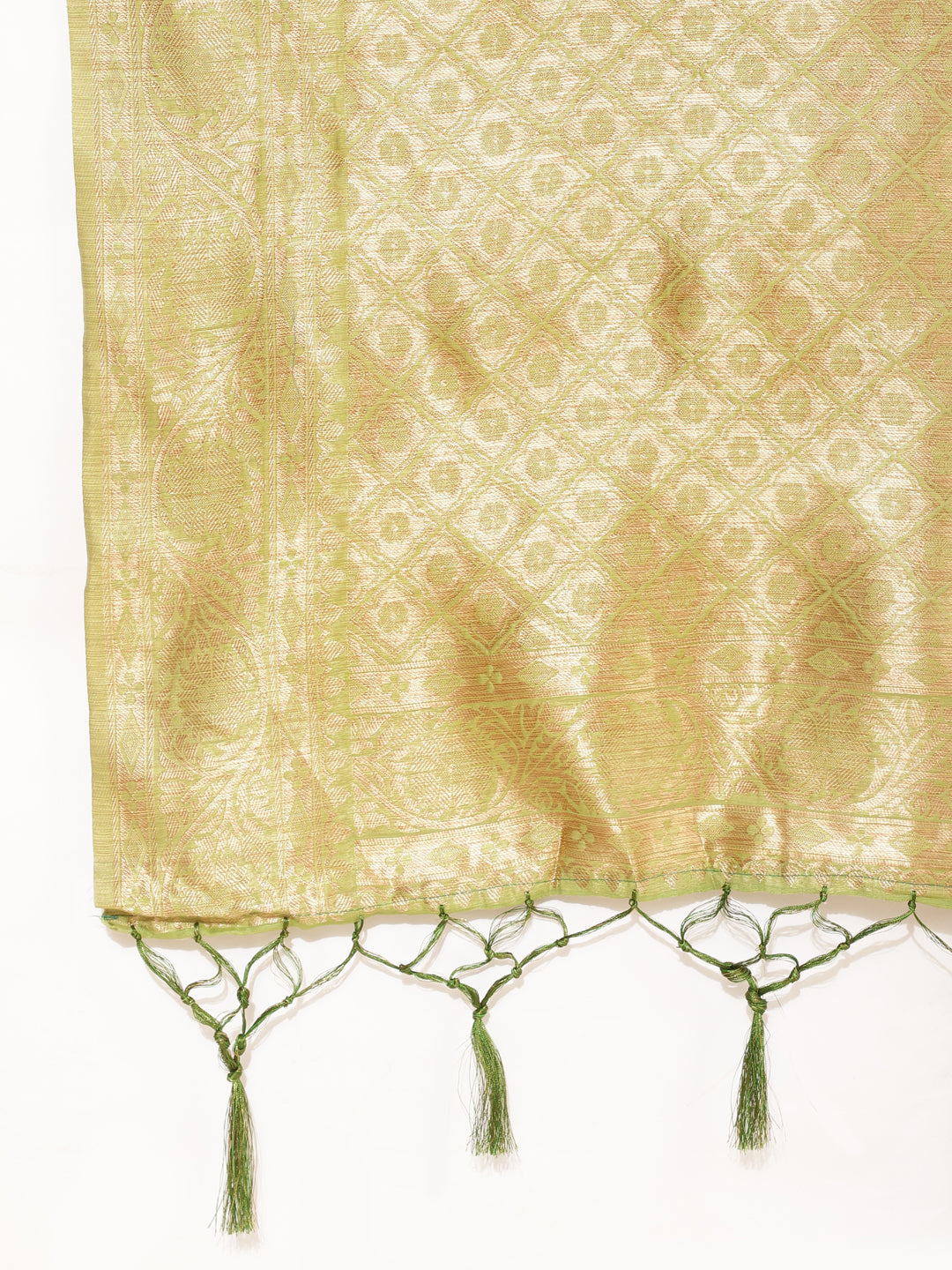 Janasya Light Green Chanderi Silk Floral Woven Design Saree | Swadesiicart