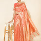 Janasya Peach Chanderi Silk Floral Woven Design Saree | Swadesiicart
