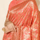 Janasya Peach Chanderi Silk Floral Woven Design Saree | Swadesiicart