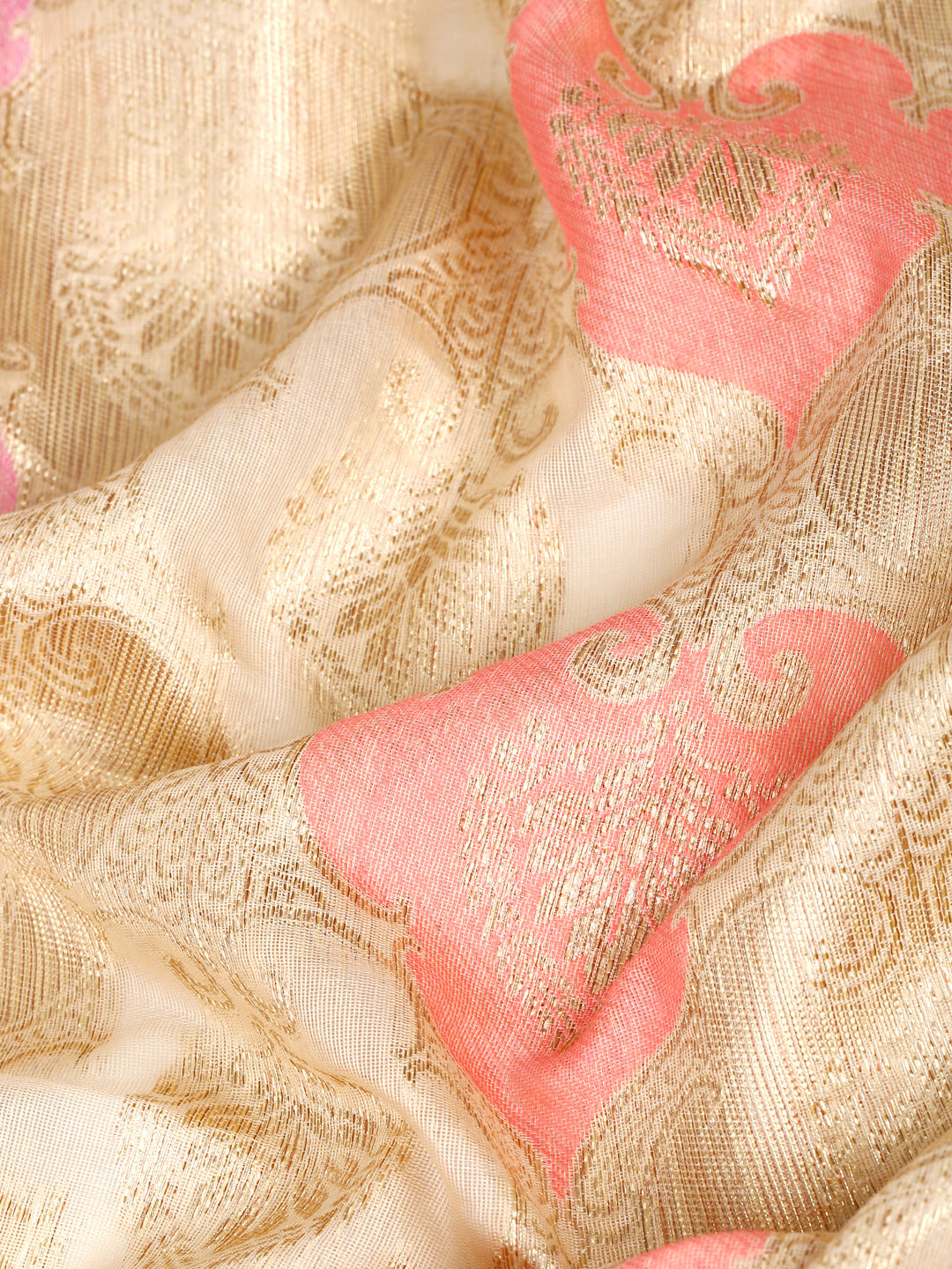 Janasya Cream Chanderi Silk Ethnic Motifs Woven Design Saree | Swadesiicart