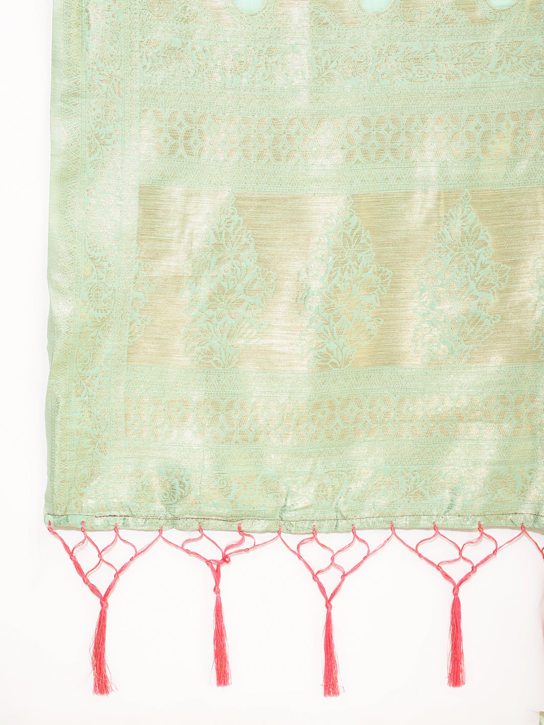 Janasya Sea Green Chanderi Silk Ethnic Motifs Woven Design Saree | Swadesiicart