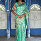 Janasya Sea Green Chanderi Silk Floral Woven Design Saree | Swadesiicart