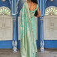 Janasya Sea Green Chanderi Silk Floral Woven Design Saree | Swadesiicart