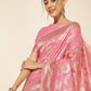 Janasya Pink Chanderi Silk Floral Woven Design Saree | Swadesiicart