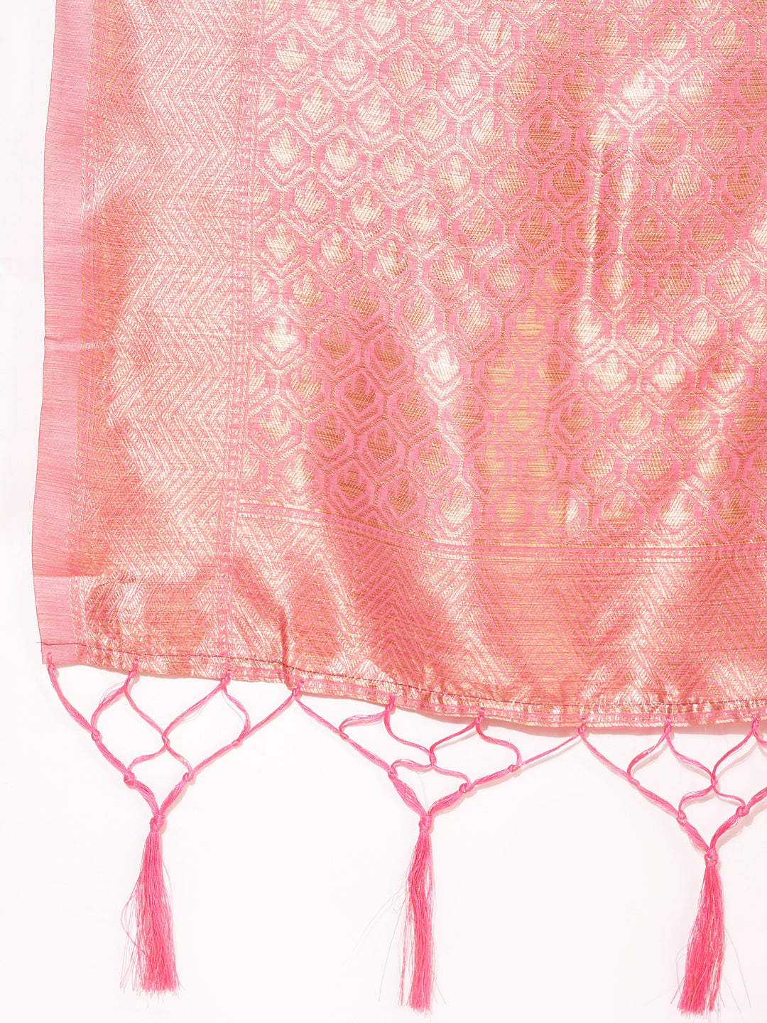 Janasya Pink Chanderi Silk Floral Woven Design Saree | Swadesiicart