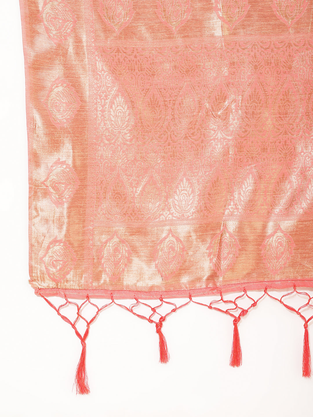 Janasya Peach Chanderi Silk Floral Woven Design Saree | Swadesiicart