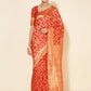 Janasya Red Chanderi Silk Woven Geometric Chanderi Silk Saree | Swadesiicart