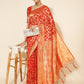 Janasya Red Chanderi Silk Woven Geometric Chanderi Silk Saree | Swadesiicart