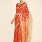 Janasya Red Chanderi Silk Woven Geometric Chanderi Silk Saree | Swadesiicart