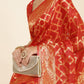 Janasya Red Chanderi Silk Woven Geometric Chanderi Silk Saree | Swadesiicart